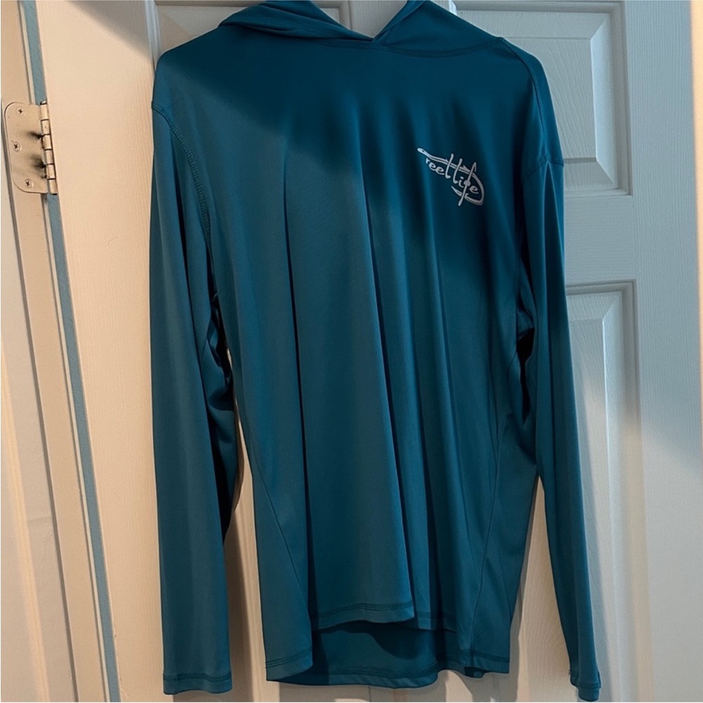 Reel Life Men's Teal Performance Hooded Long-Sleeve Shirt